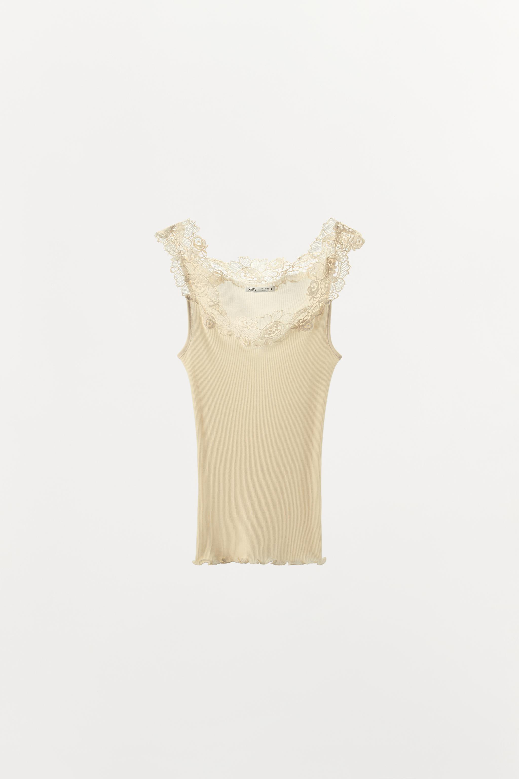 RIB KNIT LACE TOP | Zara US
