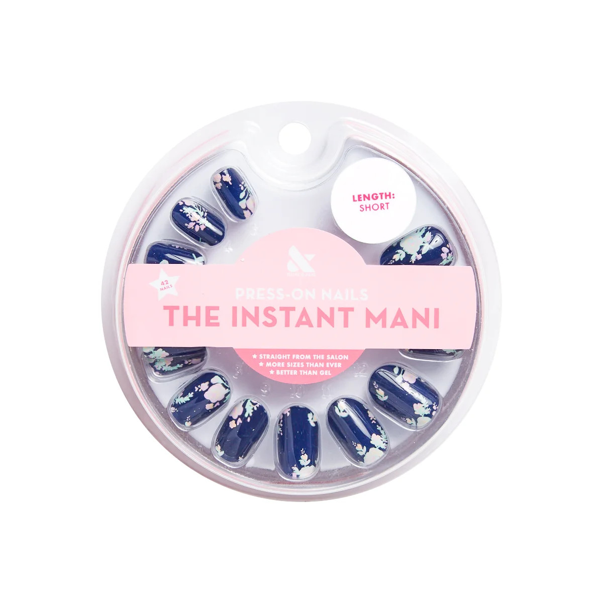 Olive & June Press-on Artificial Nails, Round Short, Micro Floral, Blue, 42ct | Walmart (US)