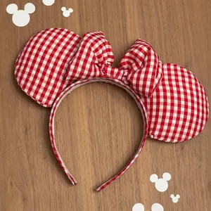 Red and White Gingham Mouse ears, Gingham Ears, Custom Handmade Disney Inspired Mickey ears | Etsy (Global)