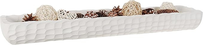 30 inches Large Decorative Bowl for Home Decor, White Dough Bowl with Hand Carved Irregular Textu... | Amazon (US)
