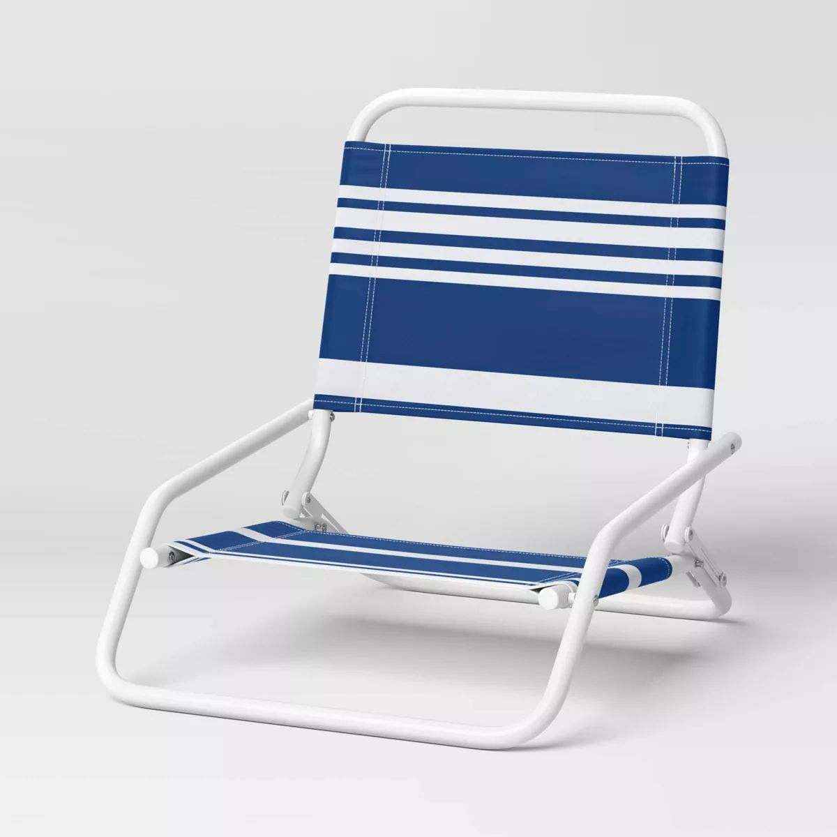 Recycled Fabric Sand Outdoor Portable Beach Chair Navy Stripe - Sun Squad™ | Target