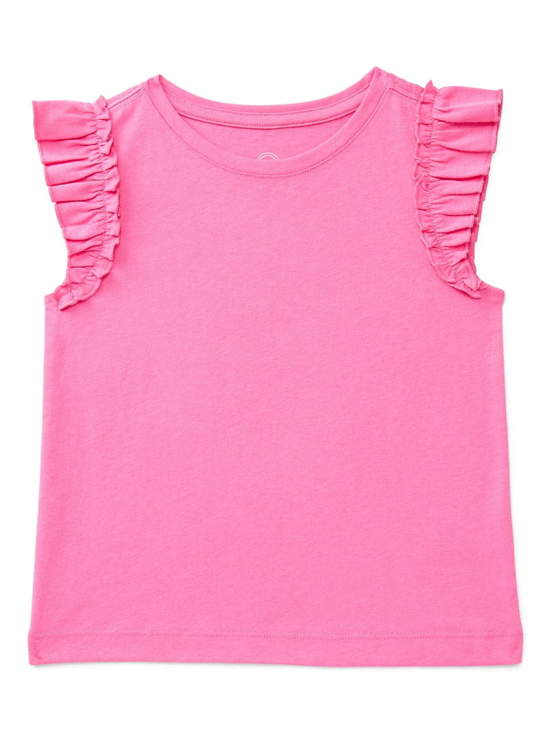 Wonder Nation Toddler Girls Tee with Flutter Sleeves, Sizes 18M-5T | Walmart (US)