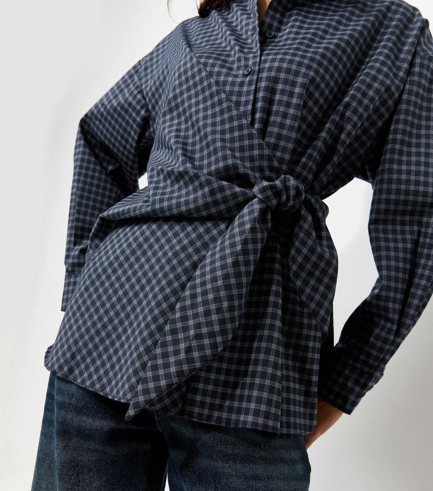 Blue Check Side Tie Long Sleeve Shirt | New Look | New Look (UK)