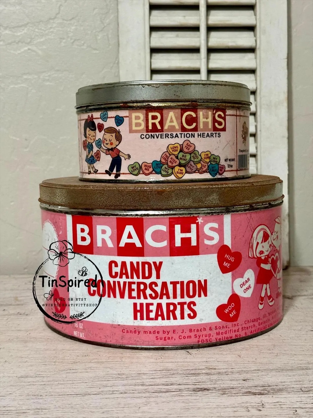 Vintage Inspired Conversation Hearts Tin Set – Decorative Metal Valentine Tins – Large & Smal... | Etsy (US)