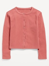 Cozy Cropped Rib-Knit Button-Front Cardigan Sweater for Girls | Old Navy (US)