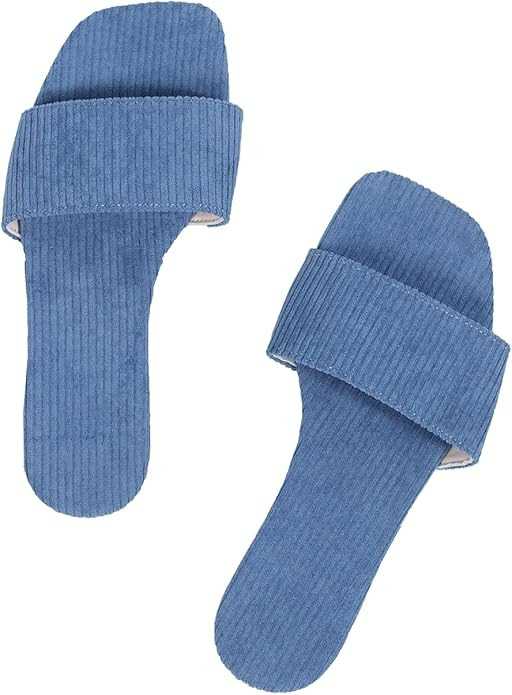 Verdusa Women's Open Toe Sandals Summer Square Toe Flip Flops Beach Flats | Amazon (US)