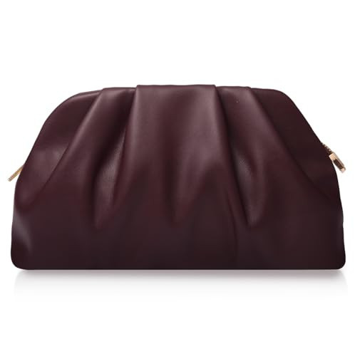 lovyoCoCo Clutch Purse for Women Soft Pleated PU Wedding Clutch, Elegant Evening Bag for Galas, Proms,Cocktail Parties (Burgundy) | Amazon (US)