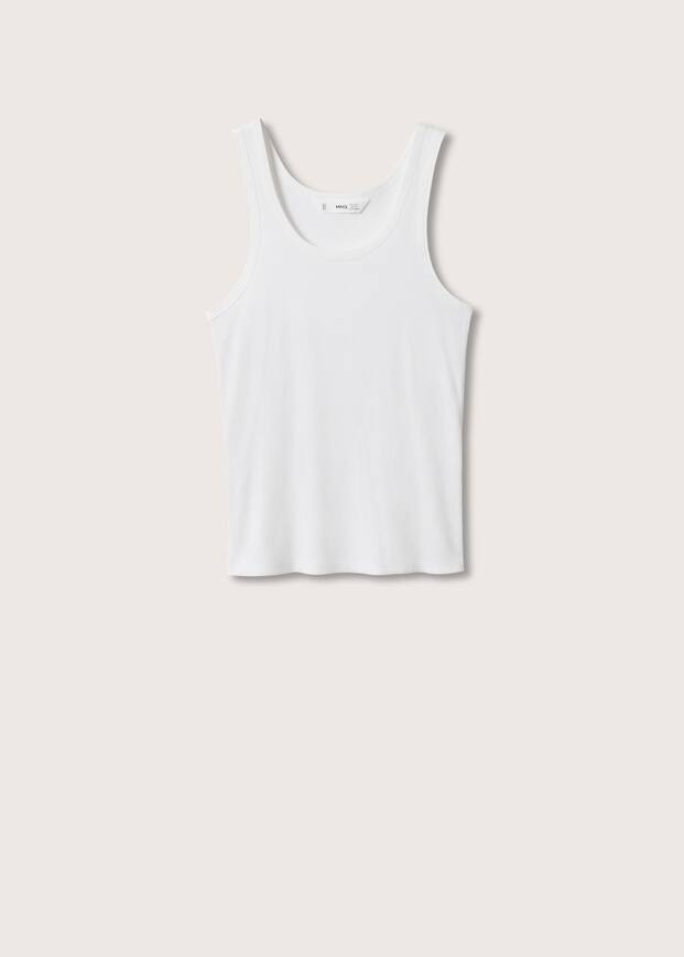 Ribbed cotton-blend top -  Women | Mango United Kingdom | MANGO (UK)