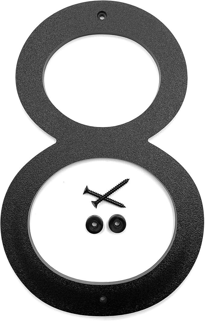 8 inch Large Modern House Numbers for outside, Black plastic floating number with hardware includ... | Amazon (US)