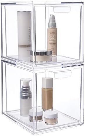 STORi Audrey Stackable Cosmetic Organizer Drawers 6-3/4" Tall | set of 2 Clear | Amazon (US)