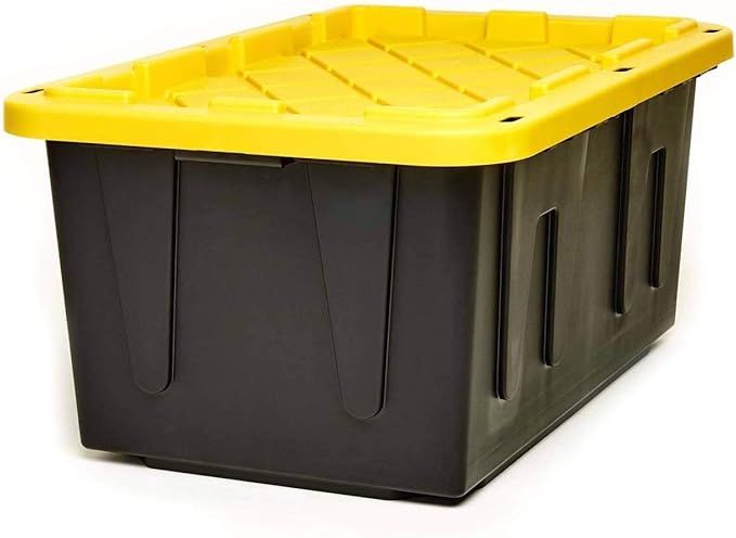 Homz Tough Durabilt Tote Box, 27 Gallon, Stackable, 2 Pack, Black/Yellow, 2 Pack | Amazon (US)