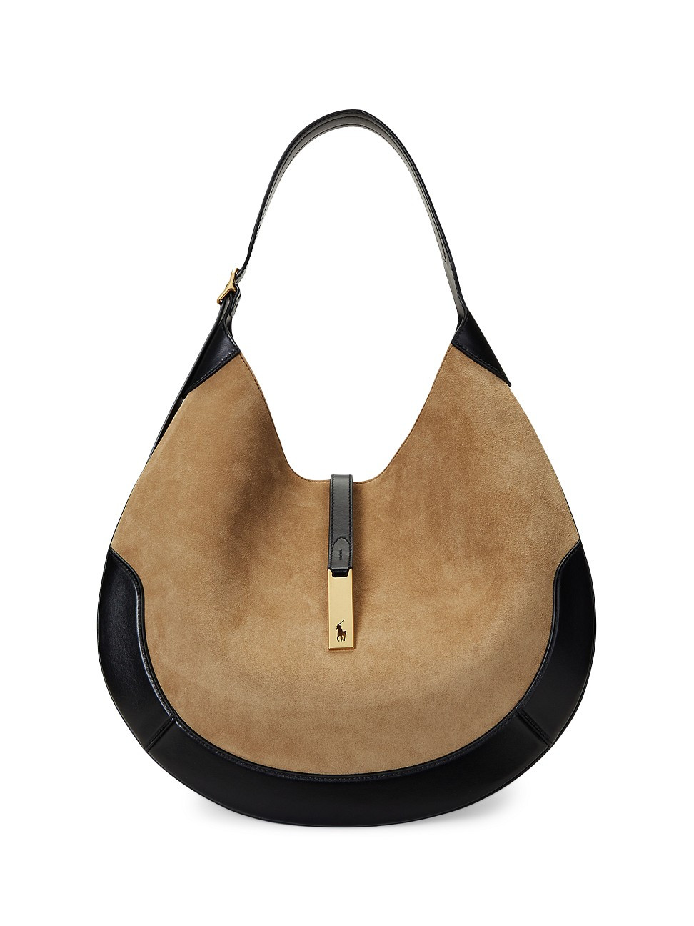 Women's Large Polo ID Suede Bag - Light Tan Black | Saks Fifth Avenue