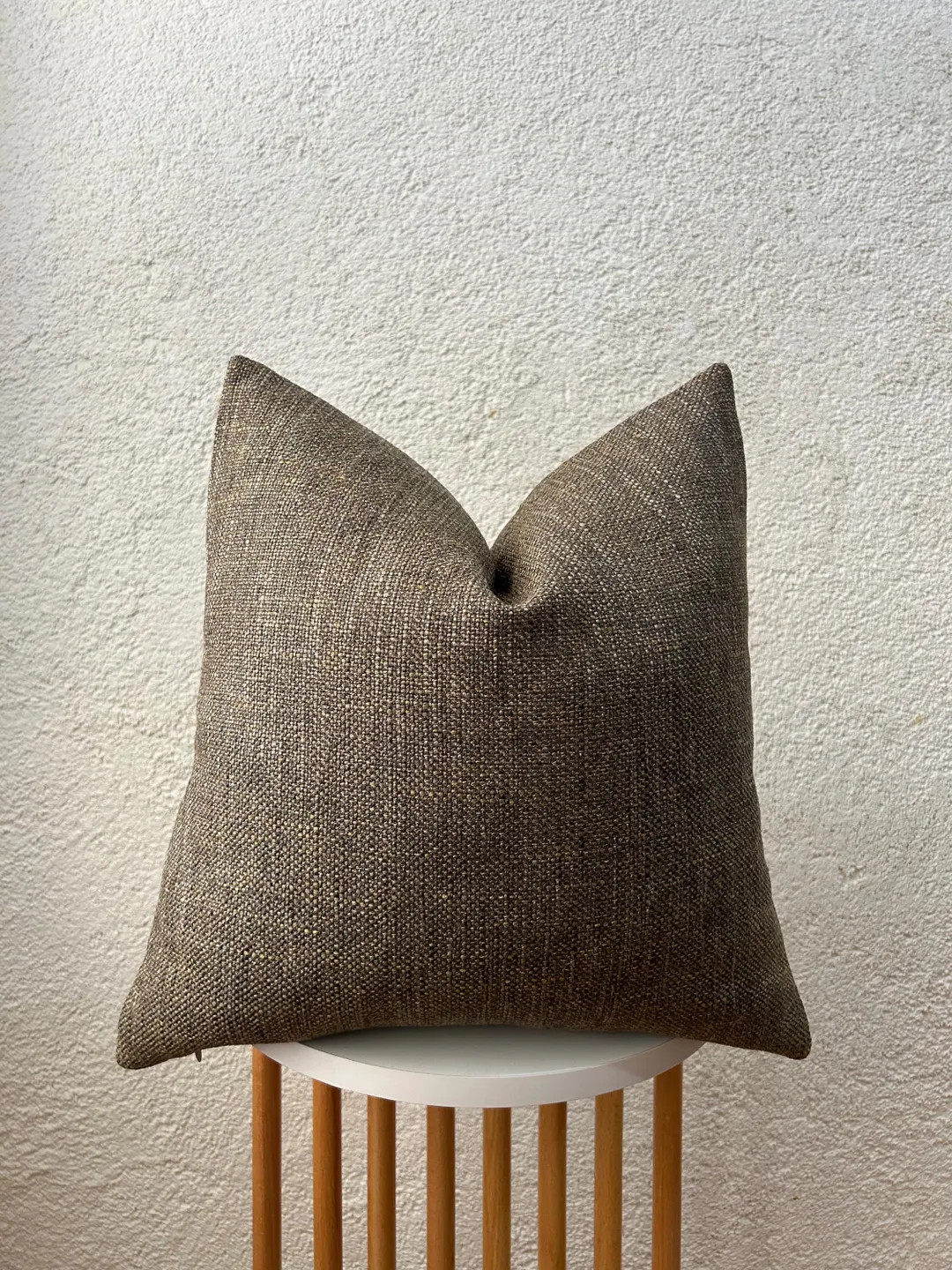 Dark Taupe Basketweave Pillow Cover, Linen Cotton Blend | Etsy (US)