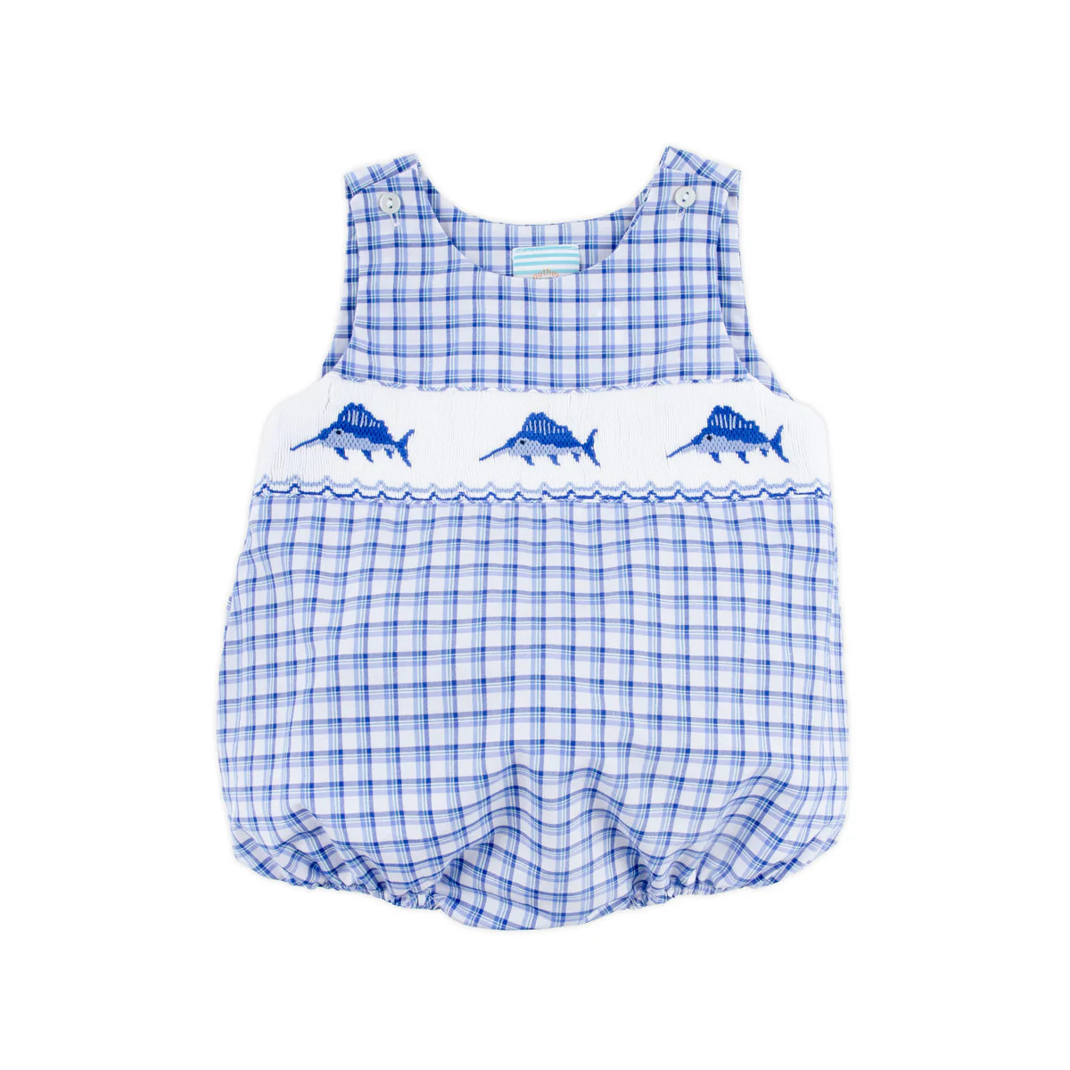 Sailfish Smocked Royal Plaid Sun Bubble | Classic Whimsy