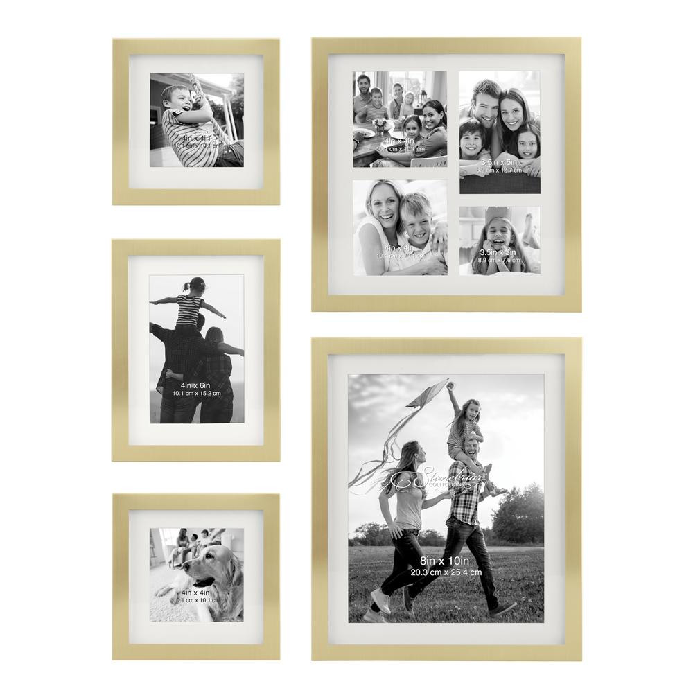 Stonebriar Collection Decorative Stamped Gold Picture Frame Set, (Set of 5) | The Home Depot
