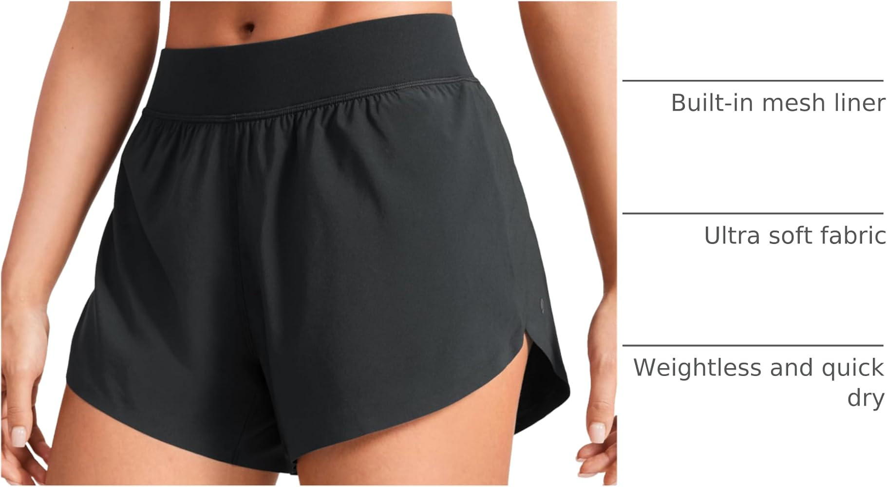 CRZ YOGA Mid Waisted Split Running Shorts for Women 4" - Comfy Mesh Liner for Workout Athletic Gy... | Amazon (US)