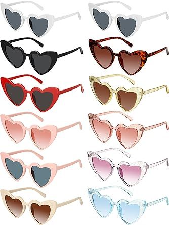 12 Pack Bachelorette Sunglasses Bride Bridesmaid Sunglasses Heart Shaped Sunglasses Women Eyeglas... | Amazon (US)