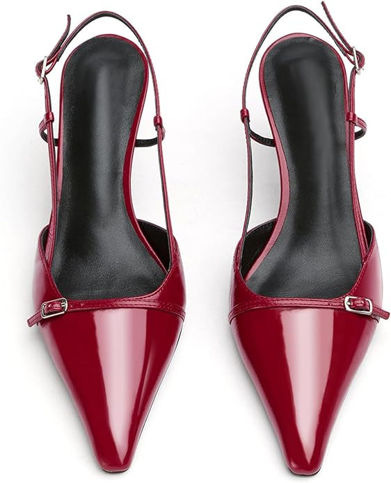 MAVMAX Slingback Heels for Women Kitten Heels with Bow Pointed Close Toe Pumps Dress Party Heeled... | Amazon (US)