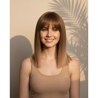 Brown Straight Bob Wig With Bangs Heat Resistant Comfort Cap | Etsy (US)