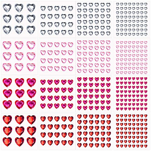 HADDIY Heart Face Gems Stickers,516 Pcs Small Flatback Red Pink Heart Rhinestone Sticker for Valentines Makeup,Crafts,Scrapbooking and Cards Embellishments Decoration | Amazon (US)