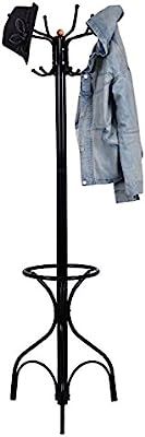WELLFOR Coat Rack Metal Frame Floor Standing Coat Rack Hat Hanger Umbrella Holder Hanger with 2 L... | Amazon (US)