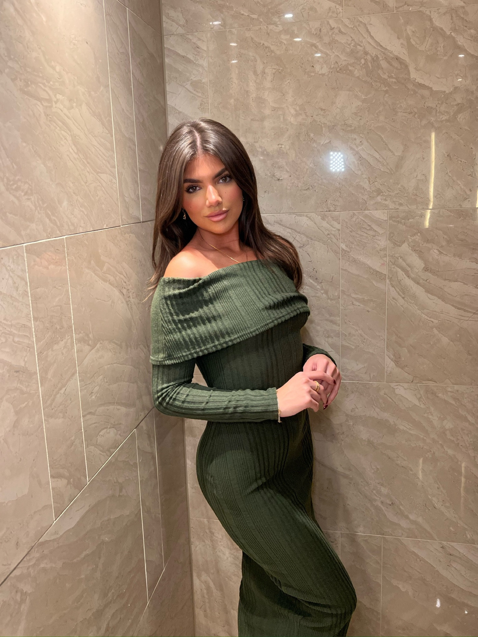 Khaki Bardot dress, winter dress, pretty little thing, green dress, knitted dress, winter outfit, midi dress, PLT 

#LTKSeasonal #LTKstyletip #LTKeurope