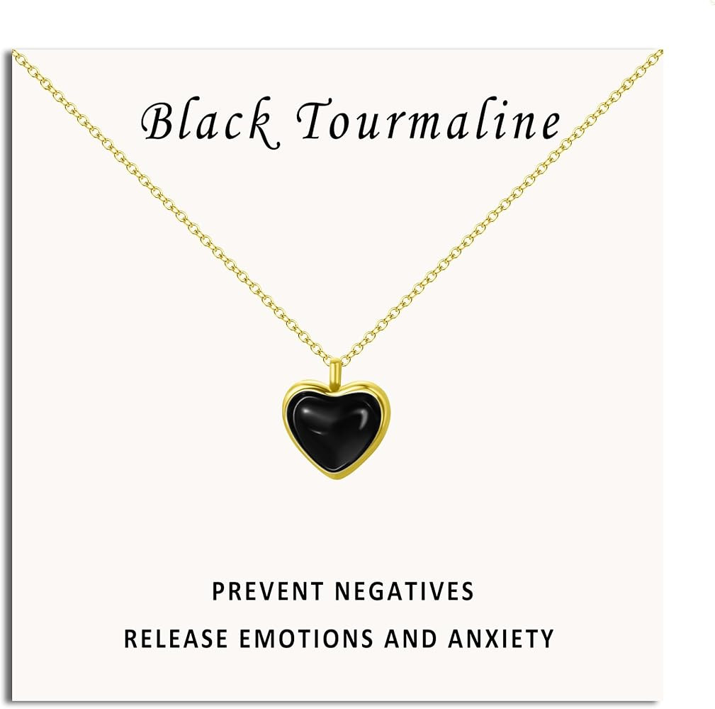 SmileBelle Heart Necklace as Stocking Stuffers for Girls, Black Tourmaline Red Carnelian Rose Qua... | Amazon (US)