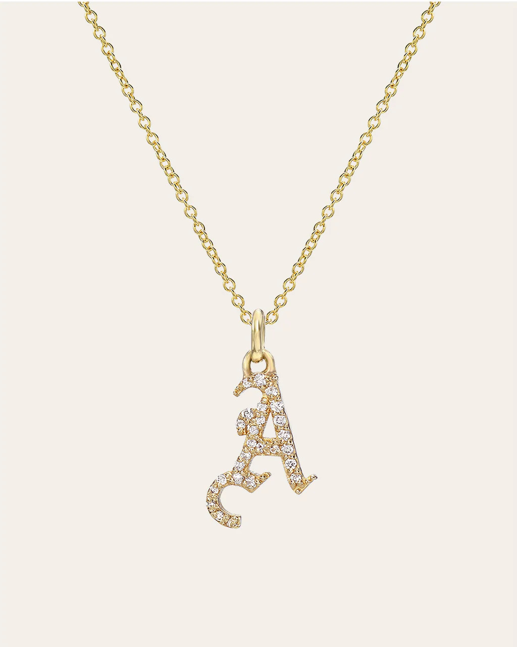 Diamond Gothic Initial Necklace | Zoe Lev Jewelry