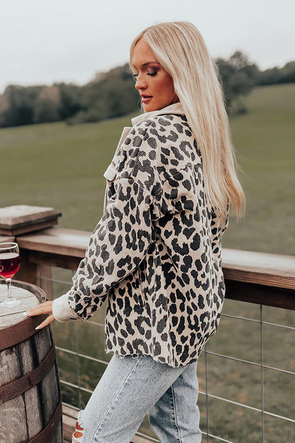Leopard And Merlot Corduroy Jacket | Impressions Online Boutique
