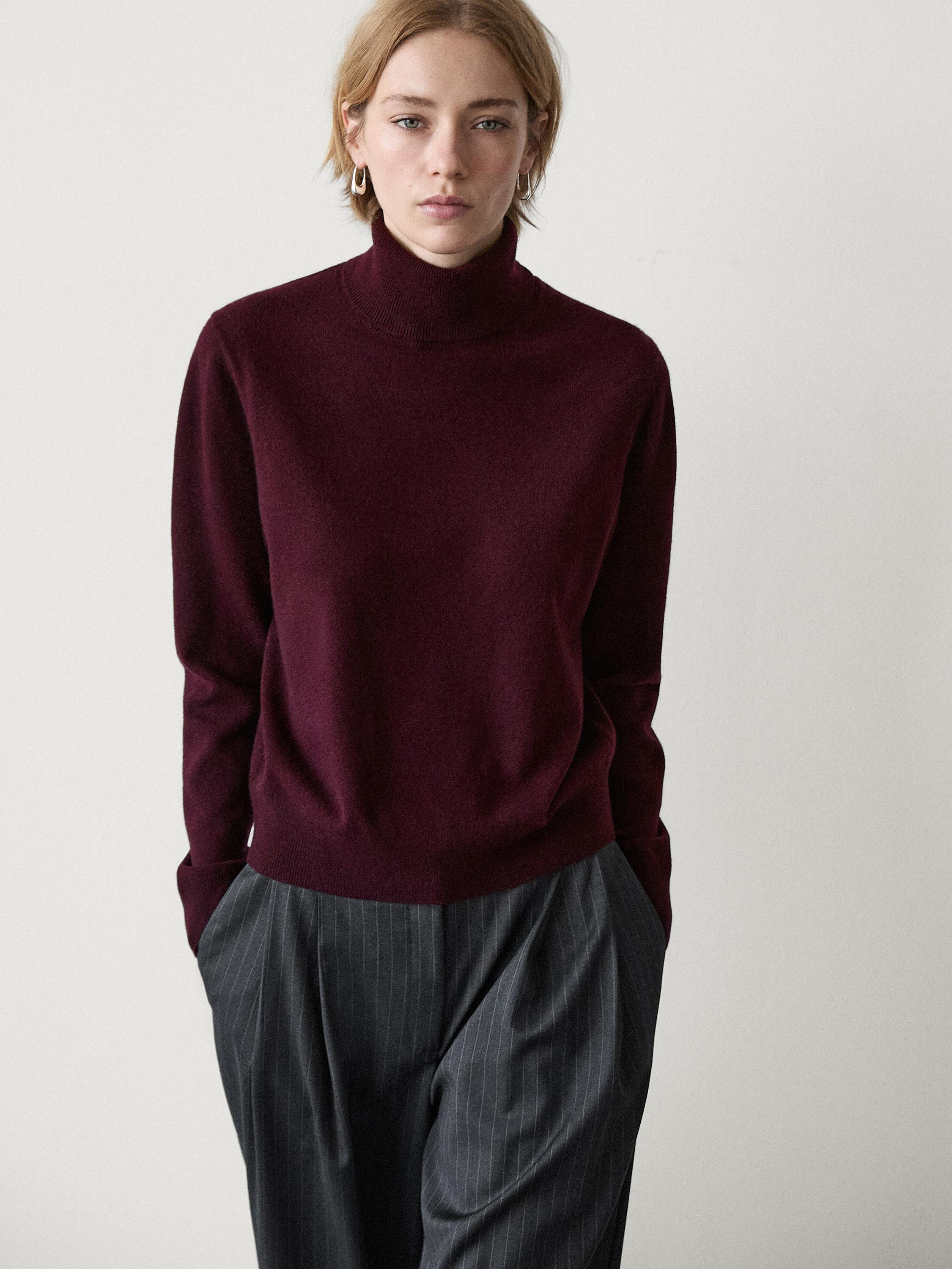 Wool blend turtleneck sweater | Massimo Dutti US