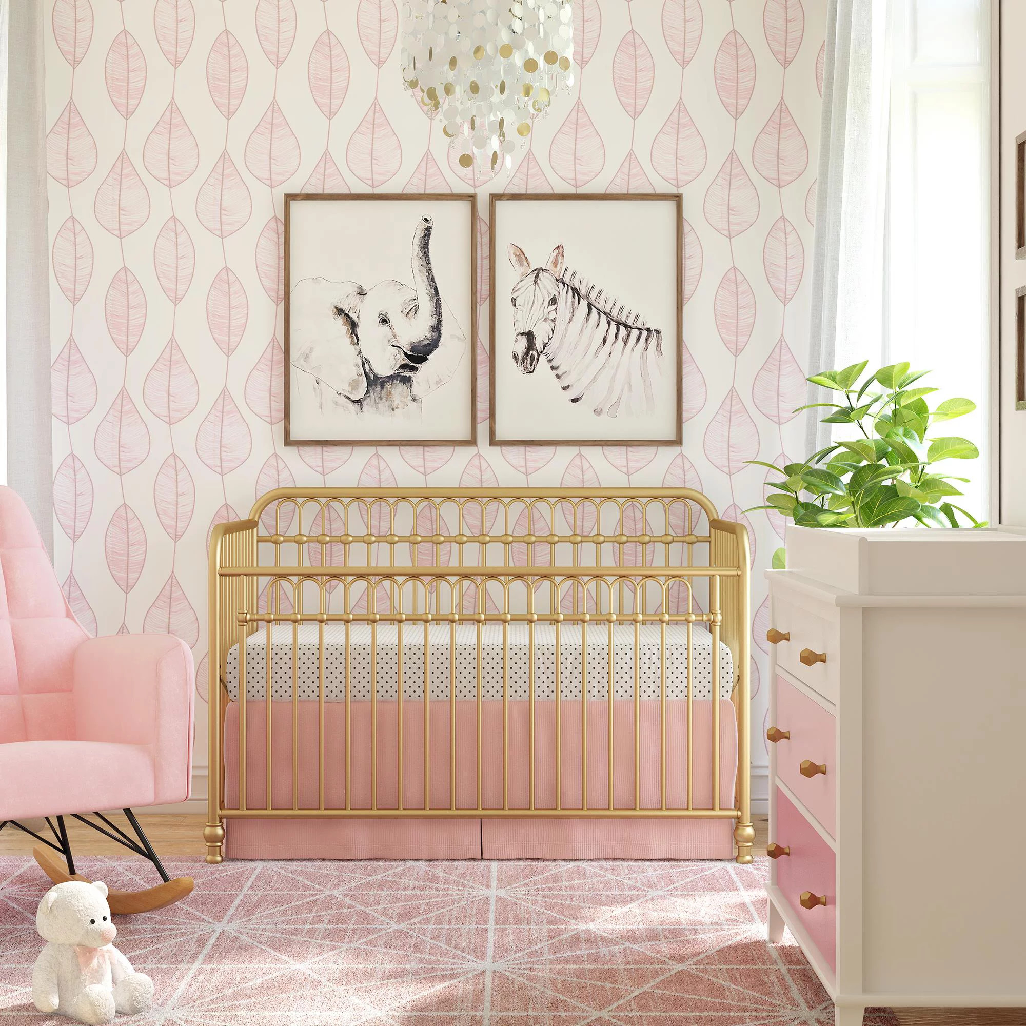 Little Seeds Raven 3-in-1 Metal Crib, Nursery Furniture, Gold | Walmart (US)