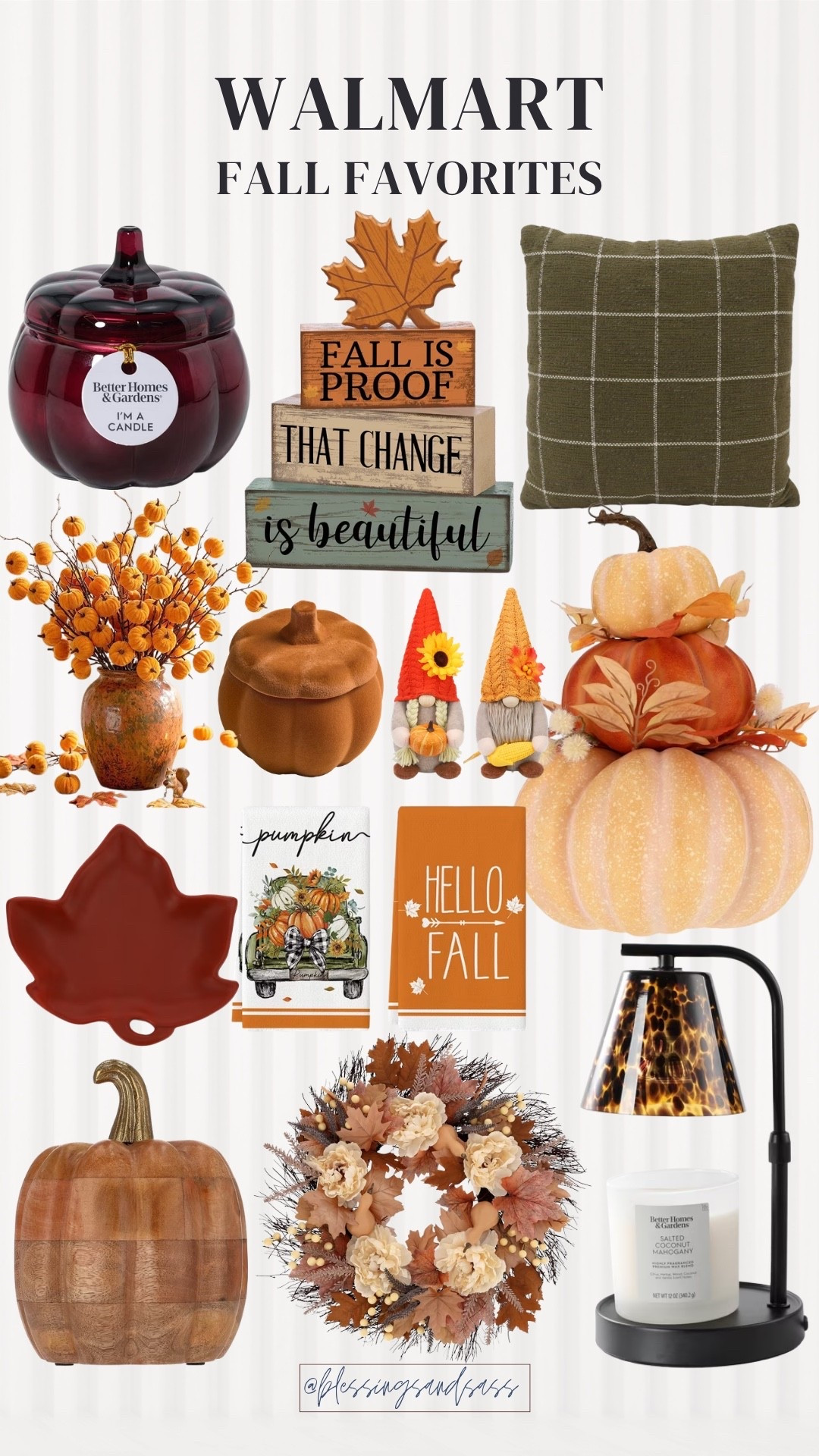 A few Walmart finds to bring a little fall into your home! 🍂 Pumpkins, plaid pillows, a pretty wreath, and the cutest pumpkin candle. Linking everything here if your house could use a cozy little refresh!

Walmart fall decor, fall home decor, pumpkin decor, plaid pillow, fall wreath, candle warmer, fall kitchen towels, affordable home finds

#LTKSeasonal