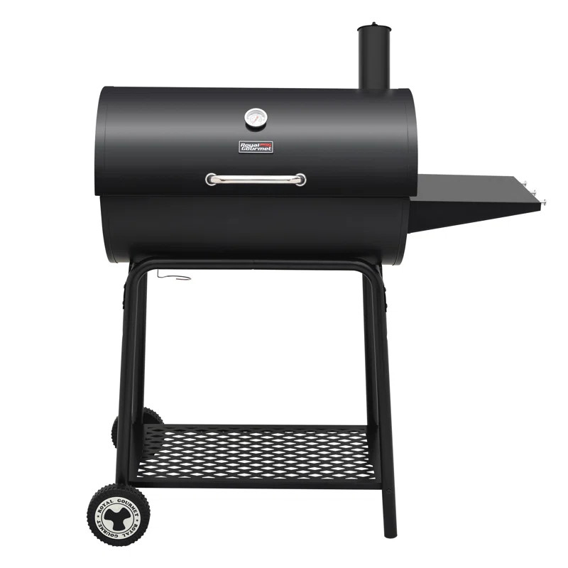 Royal Gourmet 30" Barrel Charcoal Grill with Side Shelf | Wayfair North America