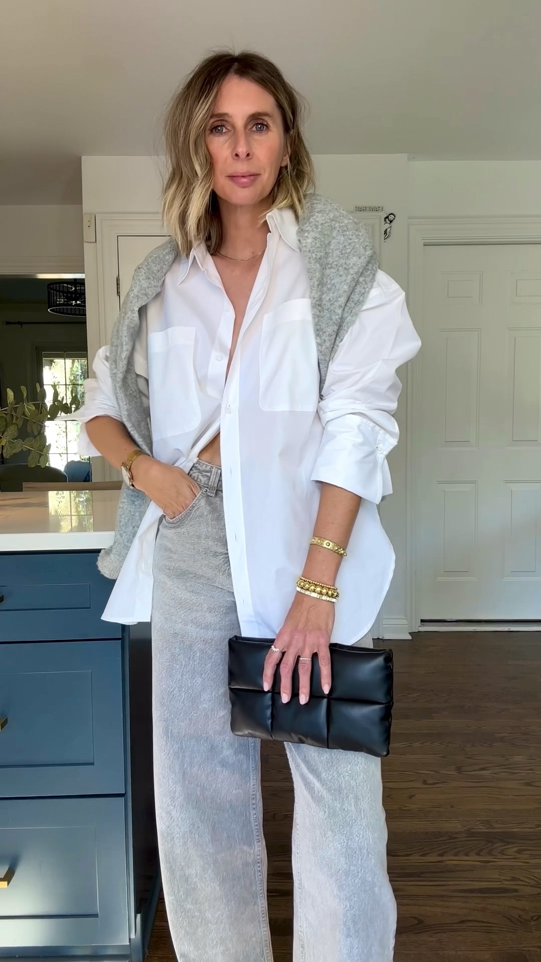 don’t underestimate the power of an oversized white button down….and these grey jeans are gooood. like good good! i’ve been shopping h&m jeans for years, highly recommend. 👌 

wearing xs shirt, size 4 jeans, and medium cardigan. 




effortless style, style over 40, wide leg jeans, affordable style. 

#LTKFindsUnder50 #LTKStyleTip #LTKOver40