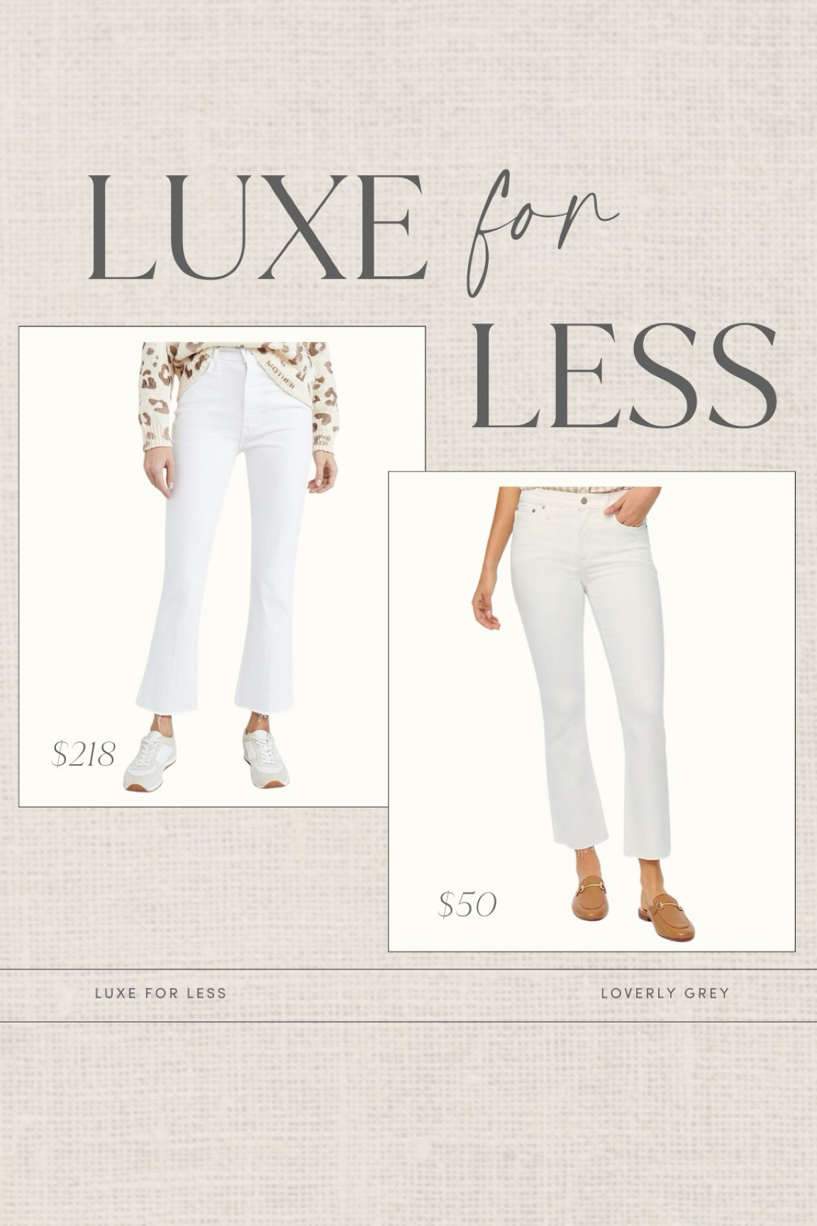 Luxe for less : White Jeans edition! 👏🏼

Loverly Grey, white jeans

#LTKstyletip