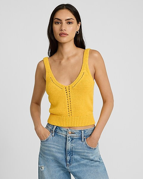 V-neck Cropped Sweater Cami | Express