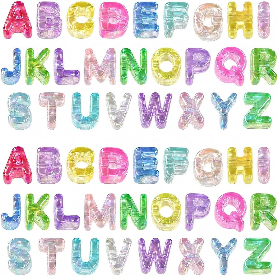 52 Pcs Chunky Acrylic Letter Beads Clear Crystal Finish | Amazon (US)