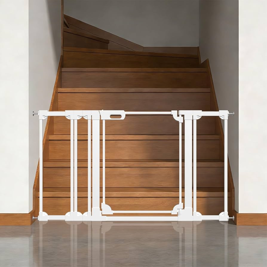 Clear Baby Safety Gate for Stairs,48.42-57.08" Wide, 30" Tall Pressure Mounted Acrylic Pet Gate, ... | Amazon (US)