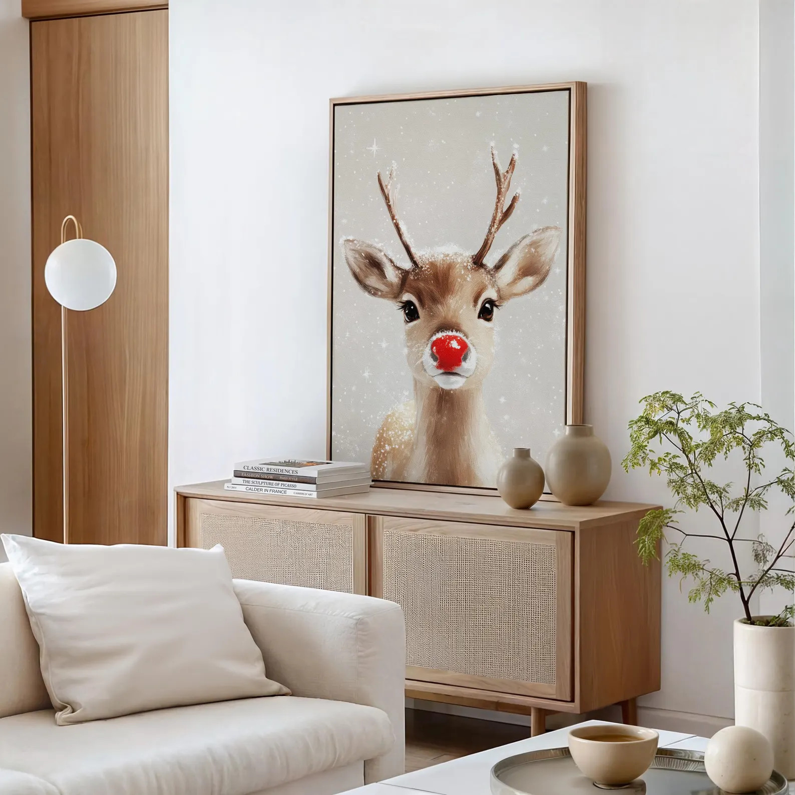 Red Nosed Reindeer Christmas Farmhouse Mantle Canvas Ready to Hang Canvas Wall Art Print,farmhous... | Etsy (US)