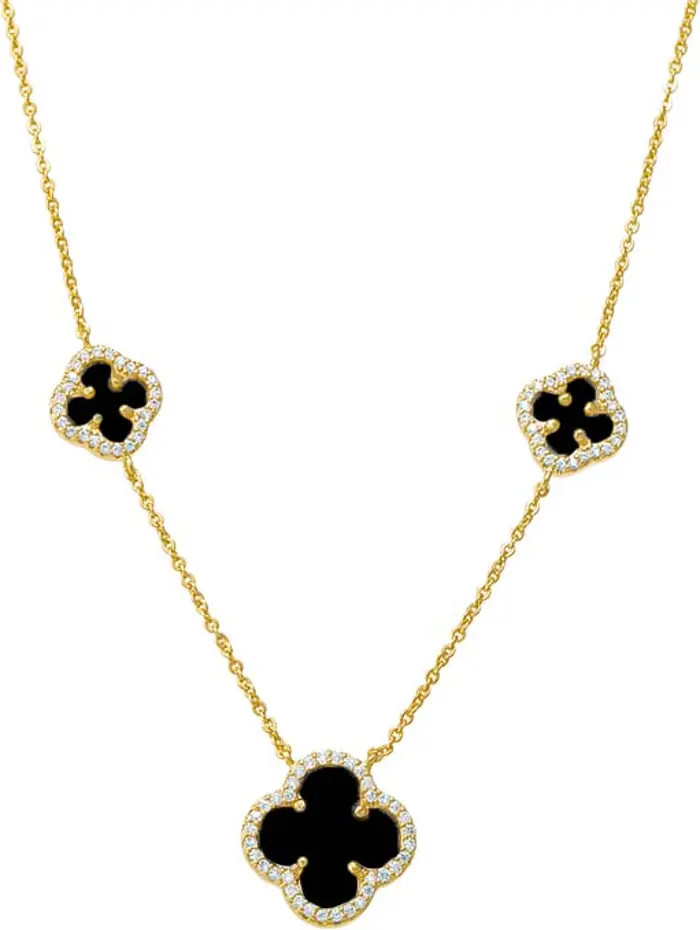 BY ADINA EDEN Multi Pave Outlined Colored Stone Clover Necklace | Nordstrom | Nordstrom