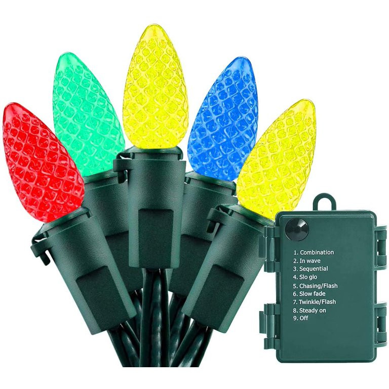 TRAHOO-Battery Operated String Lights - 18ft 50 LED C3 String Lights Christmas Lights Battery Pow... | Walmart (US)