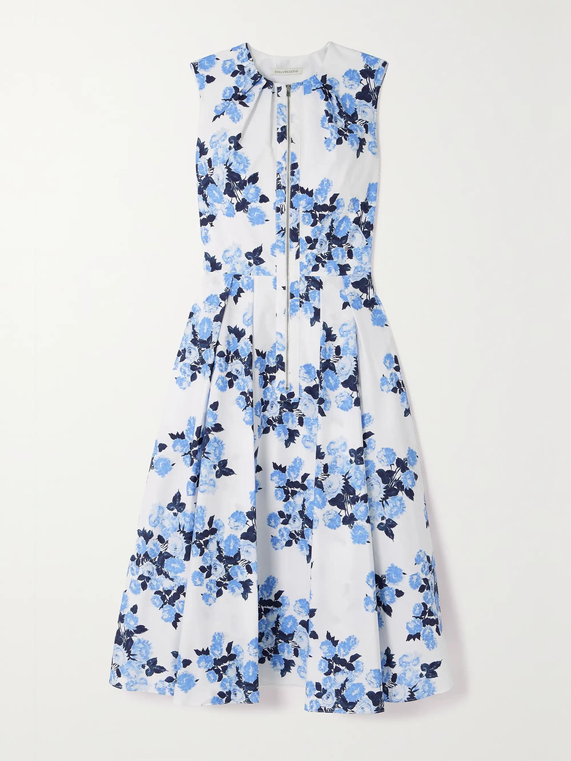 Suzi pleated floral-print cotton-poplin midi dress | NET-A-PORTER (UK & EU)