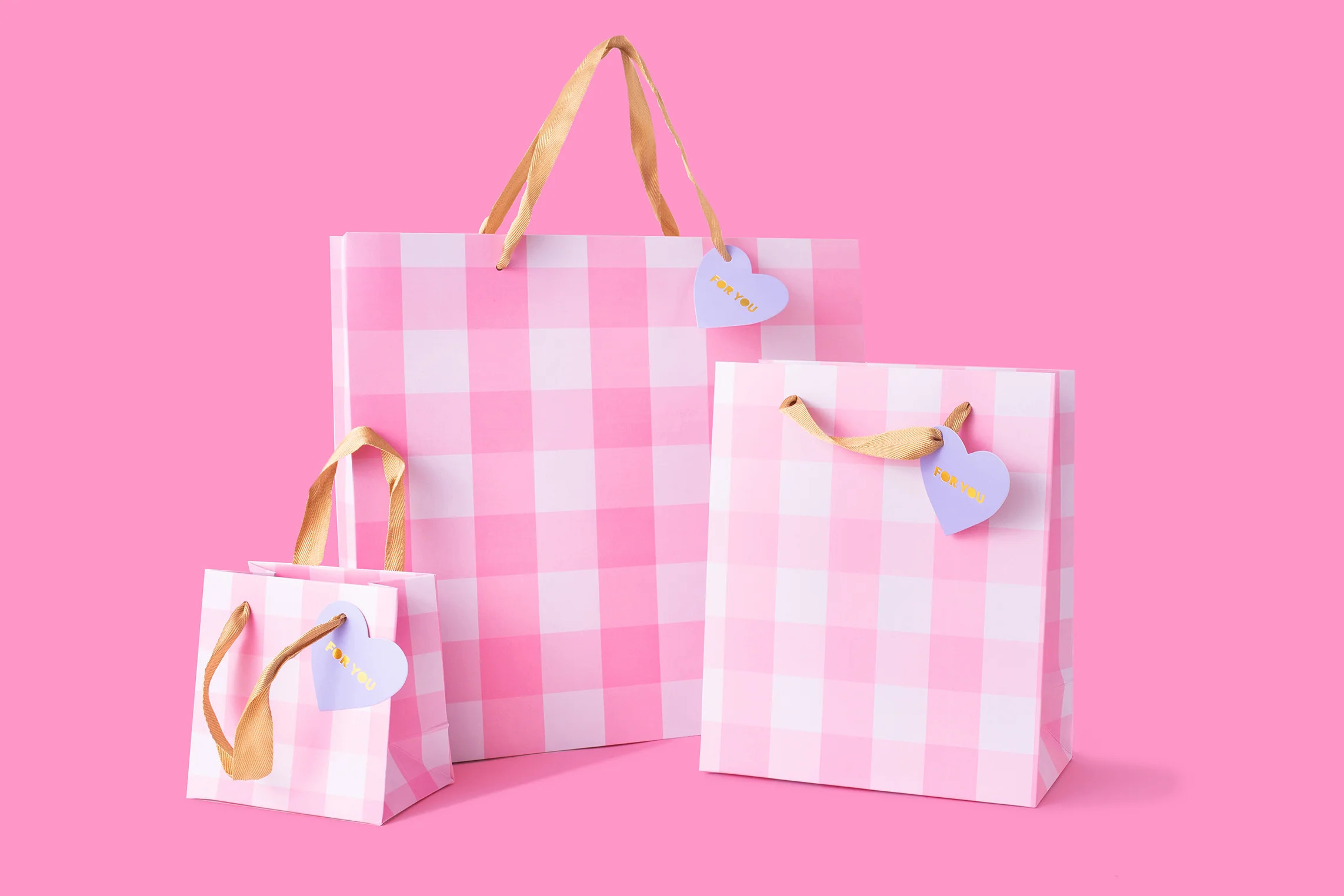 Light Pink Gingham Gift Bags (3 Sizes) | Taylor Elliott Designs