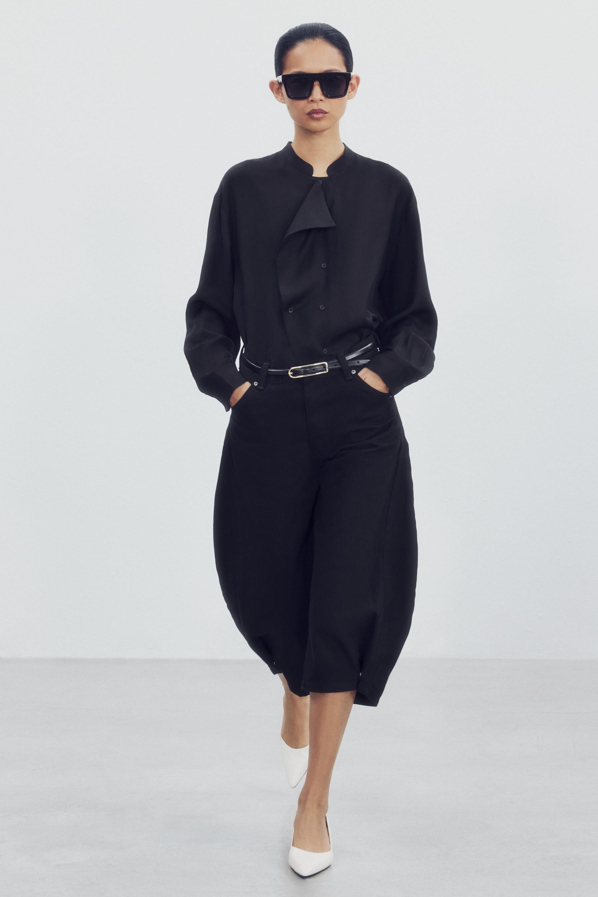 Zara - Zw Collection Wrap Shirt - Black - S - Woman | Zara US