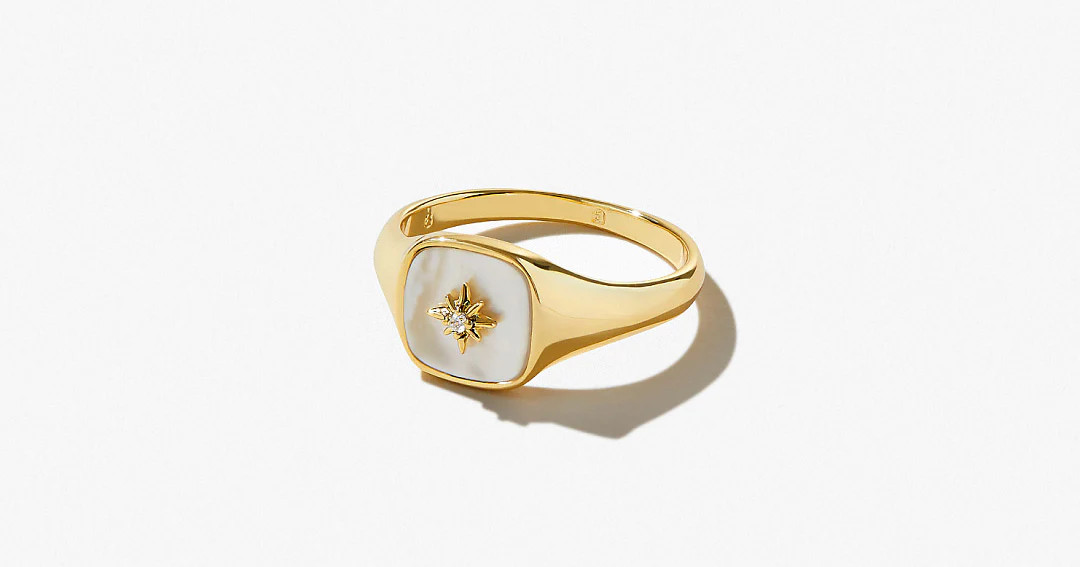 Gold Signet Ring - Amara Mother of Pearl | Ana Luisa