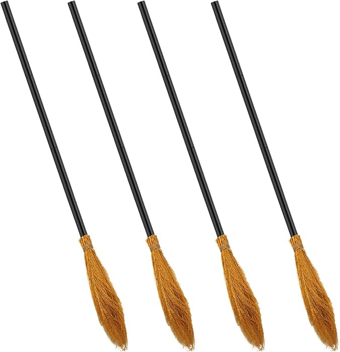 4 Pack Halloween Witch Broom Plastic Witch Broomstick Cosplay Broom Props, Realistic Wizard Flyin... | Amazon (US)