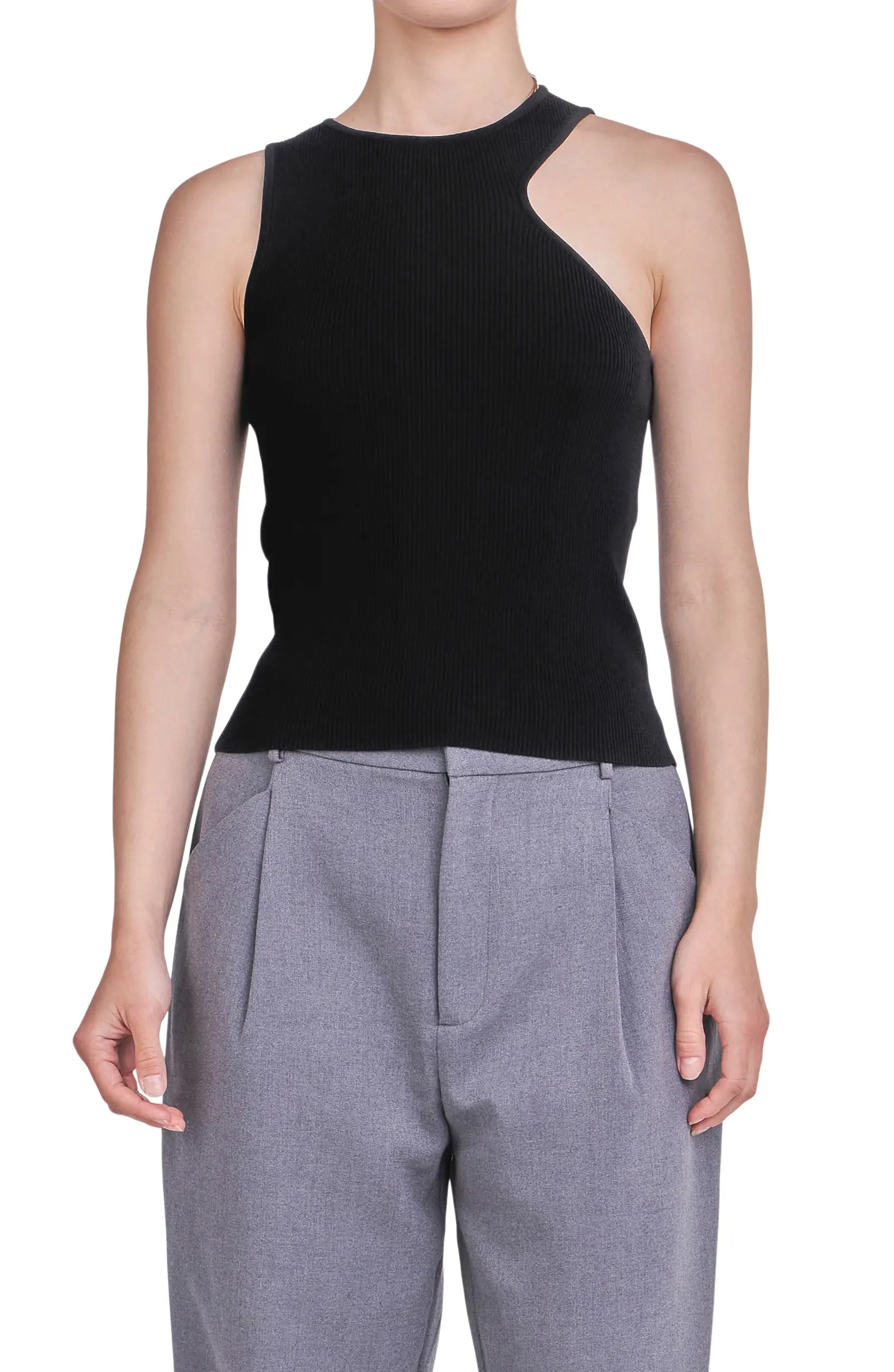 Asymmetric Cutout Rib Knit Tank Top | Nordstrom