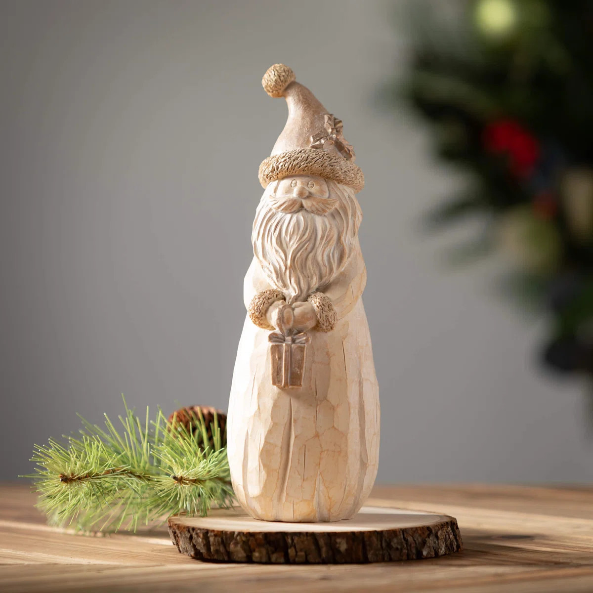 9.5" Christmas Natural Rustic Santa Figurine, Natural | Wayfair North America