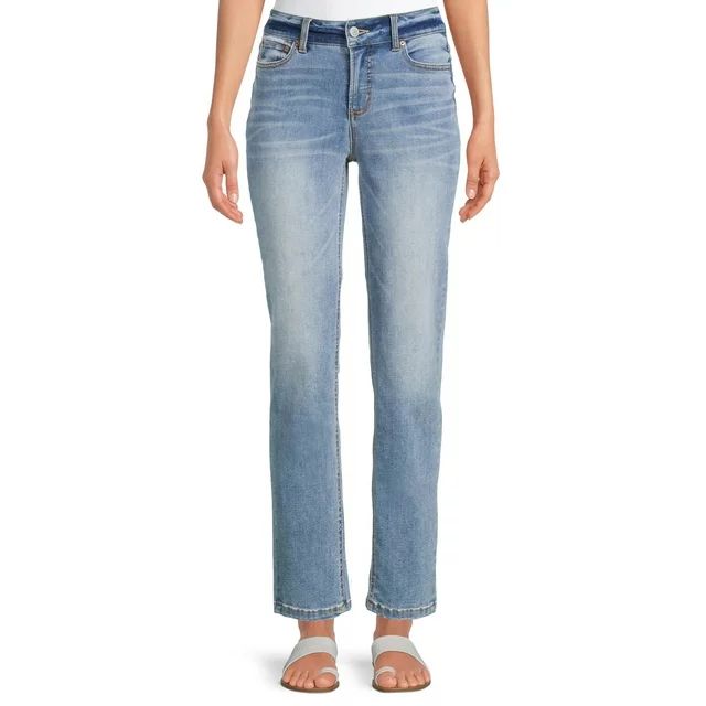 Time and Tru Women’s Mid Rise Straight Jeans, 29" Inseam for Regular, Sizes 2-18 | Walmart (US)