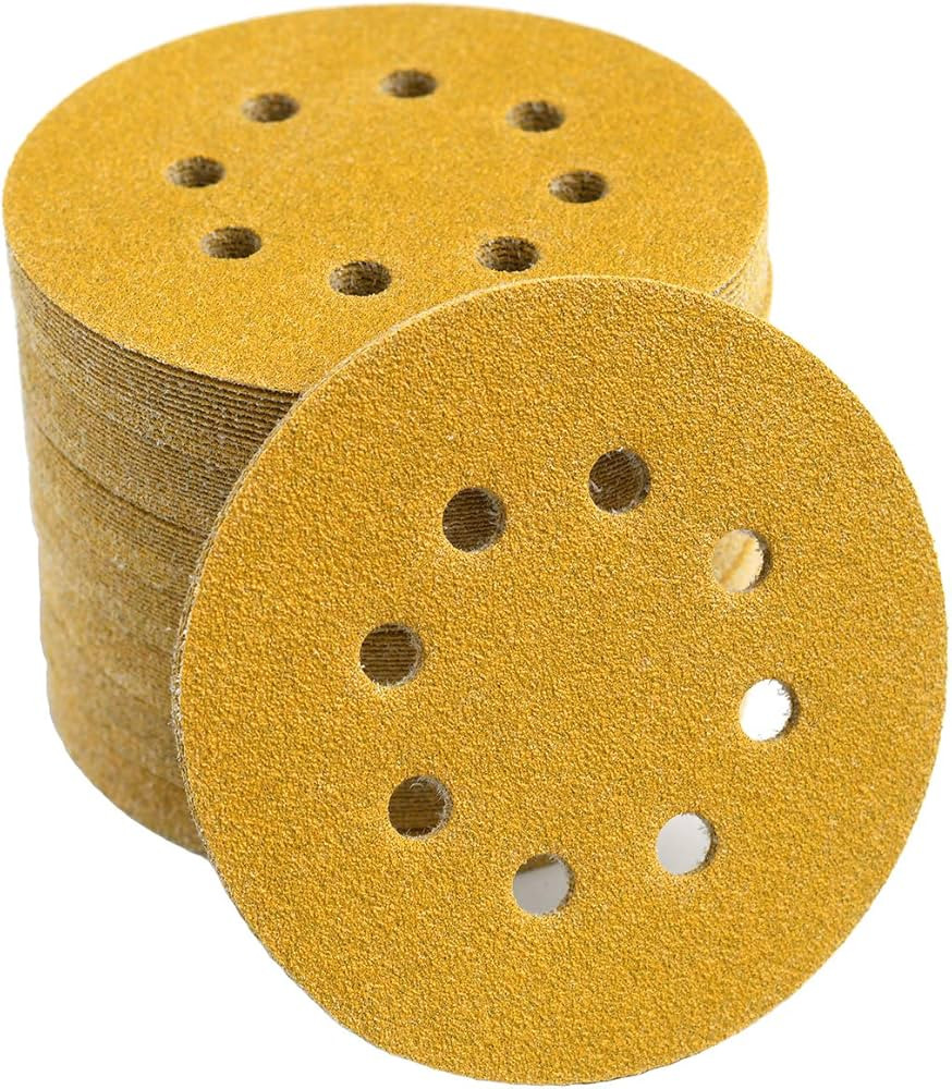 5-Inch 8-Hole Hook and Loop Sanding Discs 80-Grit Random Orbit Sandpaper, 100-Pack | Amazon (US)